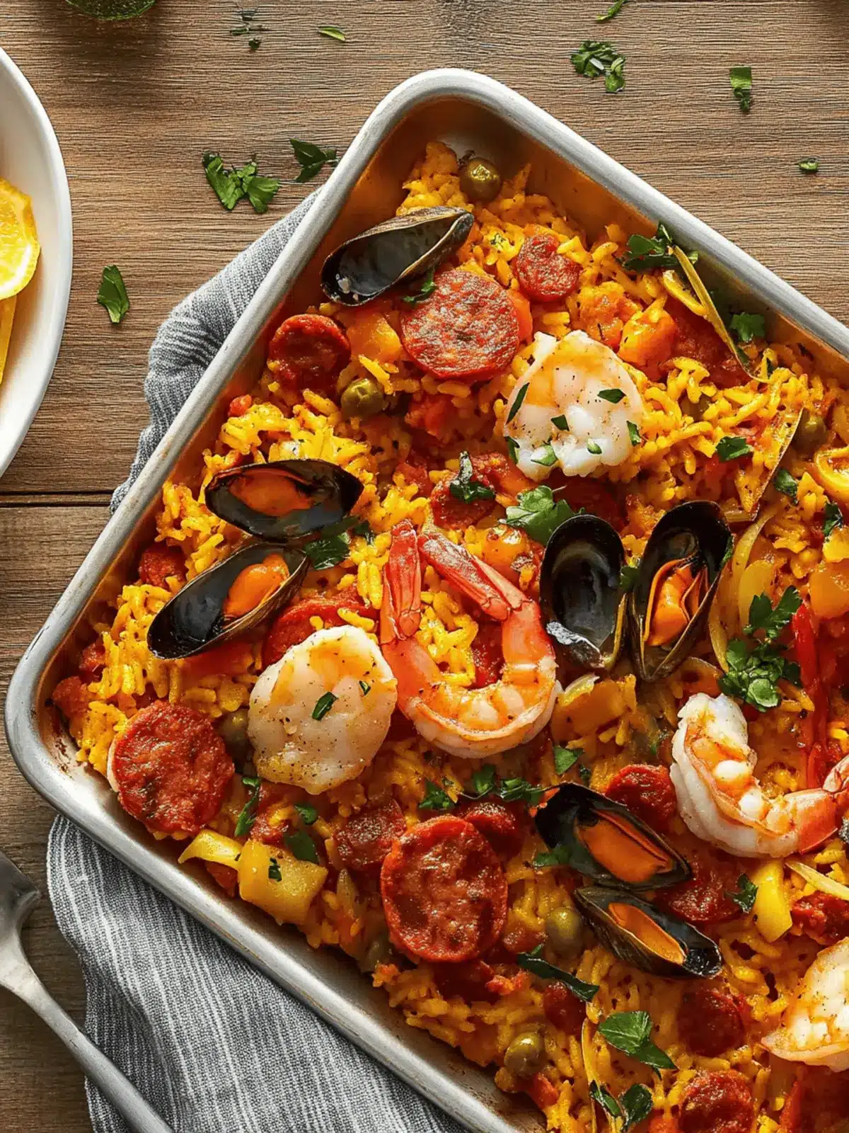 Sheet Pan Seafood and Chorizo Paella for Easy Weeknight Wins 5 Sheet Pan Seafood and Chorizo Paella