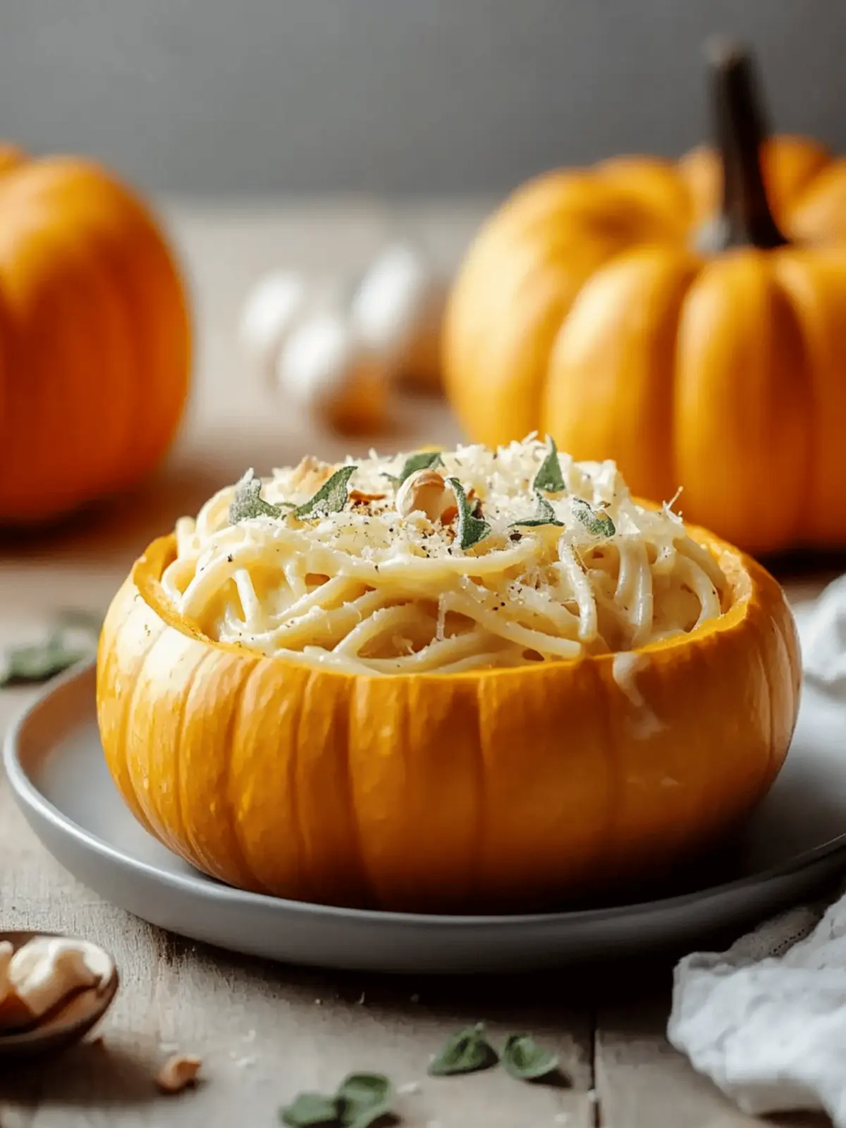 Pumpkin Alfredo Pasta Cauldrons