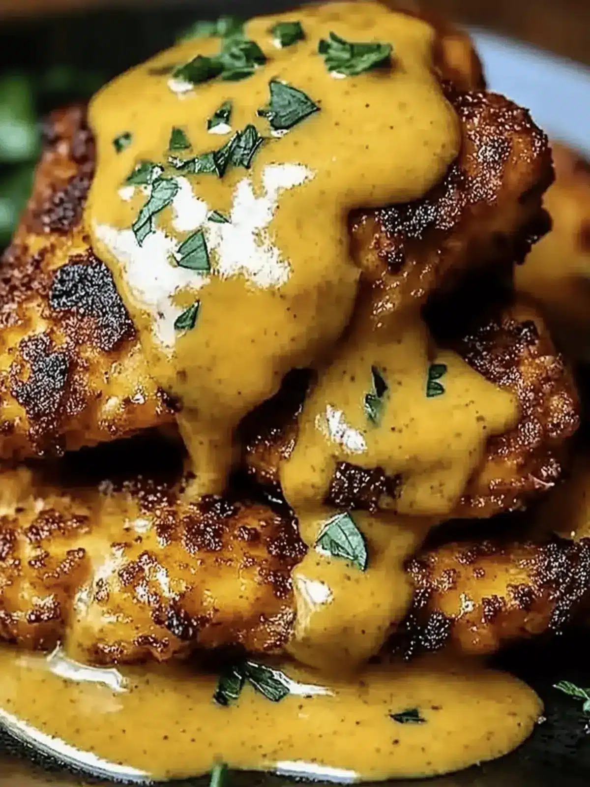 Pretzel Chicken with Mustard-Cheddar Sauce