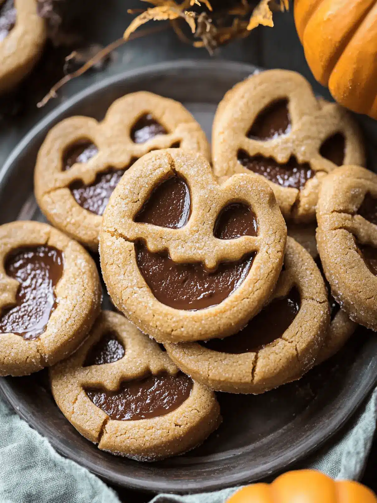 Milk Chocolate Stuffed Jack-O’-Lantern Cookies