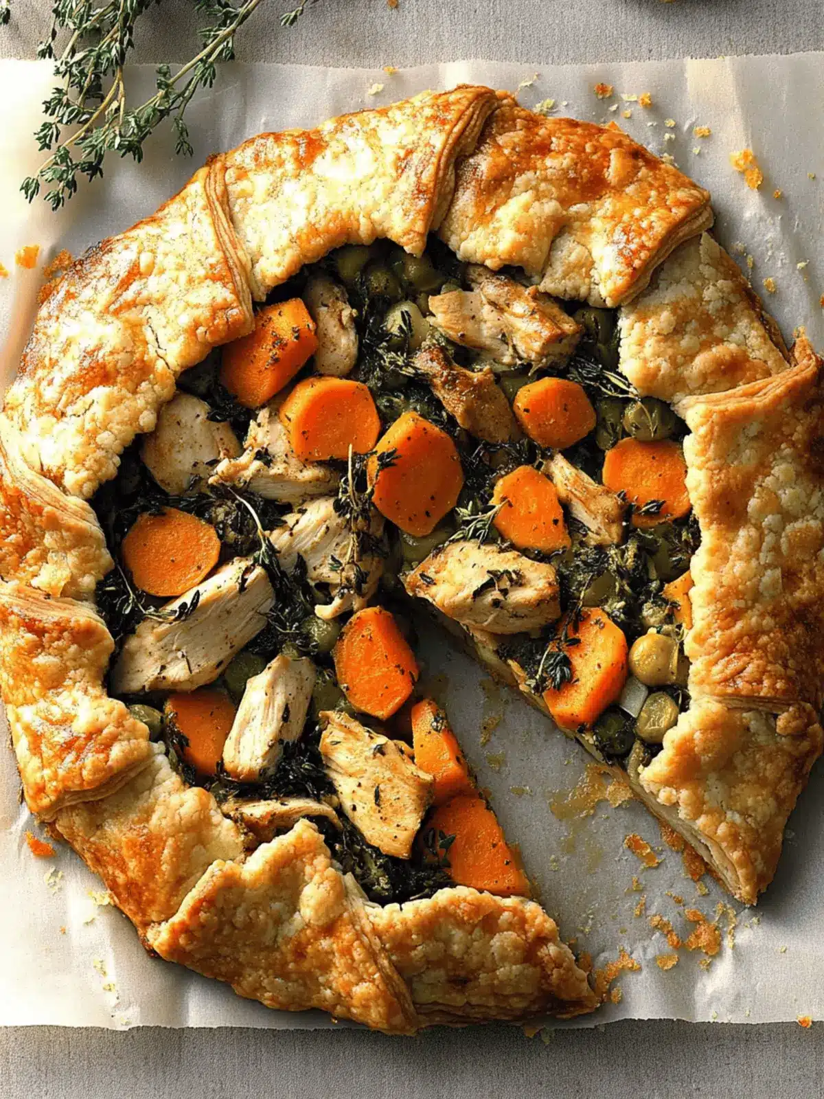 Delicious Chicken Potpie Galette with Cheddar-Thyme Crust 2 Chicken Potpie Galette with Cheddar-Thyme Crust