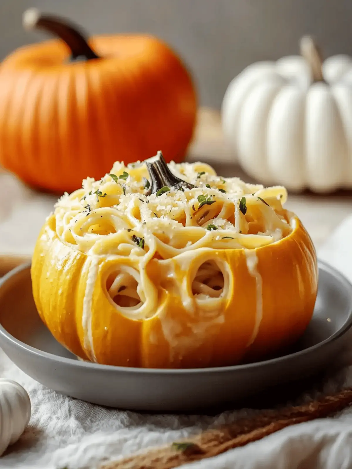 Pumpkin Alfredo Pasta Cauldrons