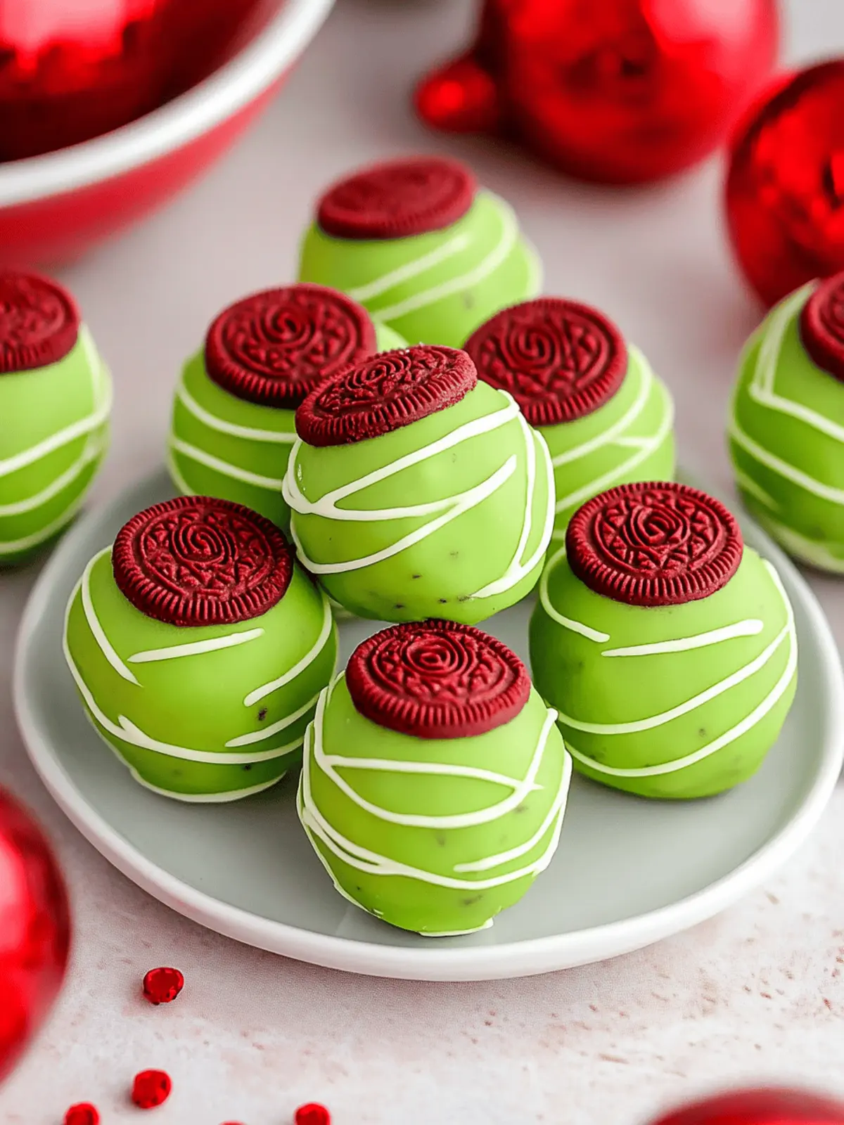 Grinch Oreo Balls: Easy No-Bake Red Velvet Holiday Treats 4 Grinch Oreo Balls (With Red Velvet Oreos)