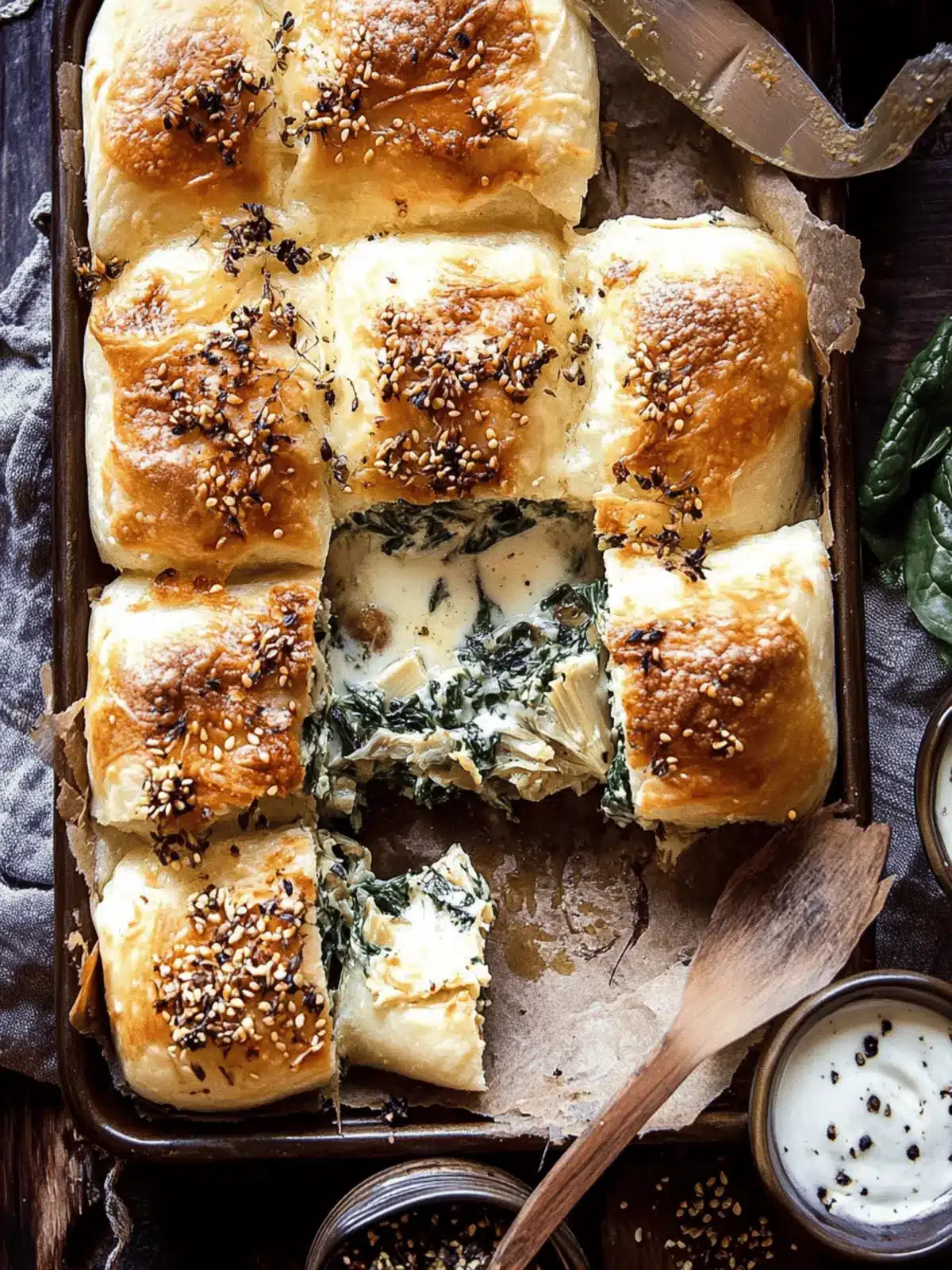 Pull Apart Garlic Butter Spinach and Artichoke Dip Rolls Delight 4 Pull Apart Garlic Butter Spinach and Artichoke Dip