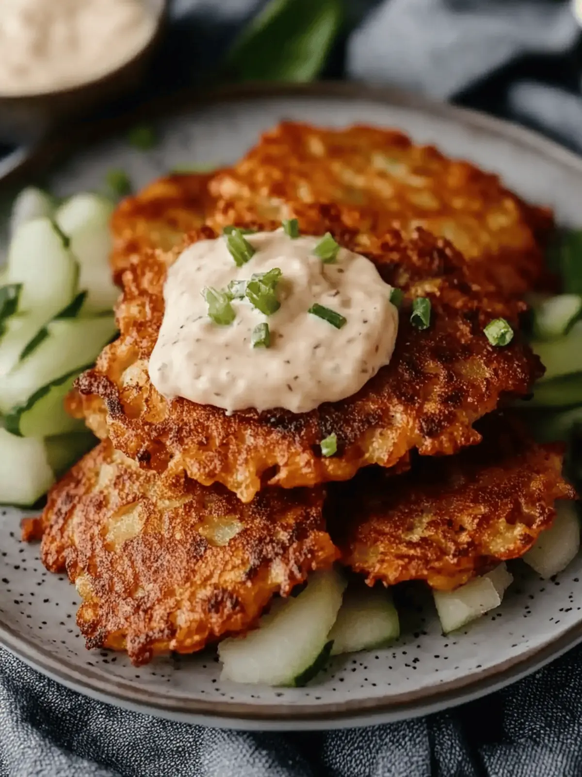 Delicious Burger-Style Latkes with Apple Butter & Garlic Cream 3 Burger-style latkes with apple butter and garlic soured cream