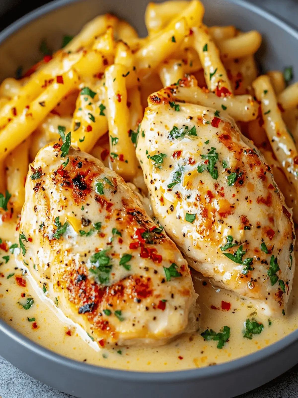 Savory Chicken Fillet in Spicy Garlic-Parmesan Sauce Delight 5 Chicken Fillet in Spicy, Creamy Garlic-Parmesan Sauce