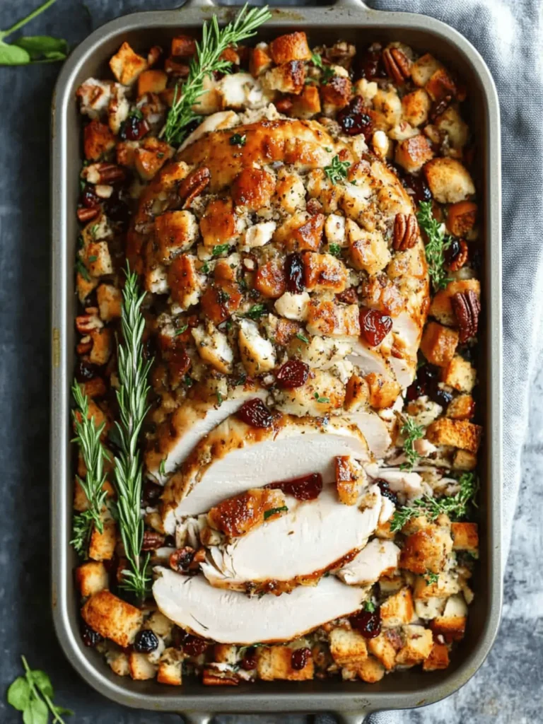 Sheet Pan Herb Roasted Turkey and Cranberry Pecan Stuffing