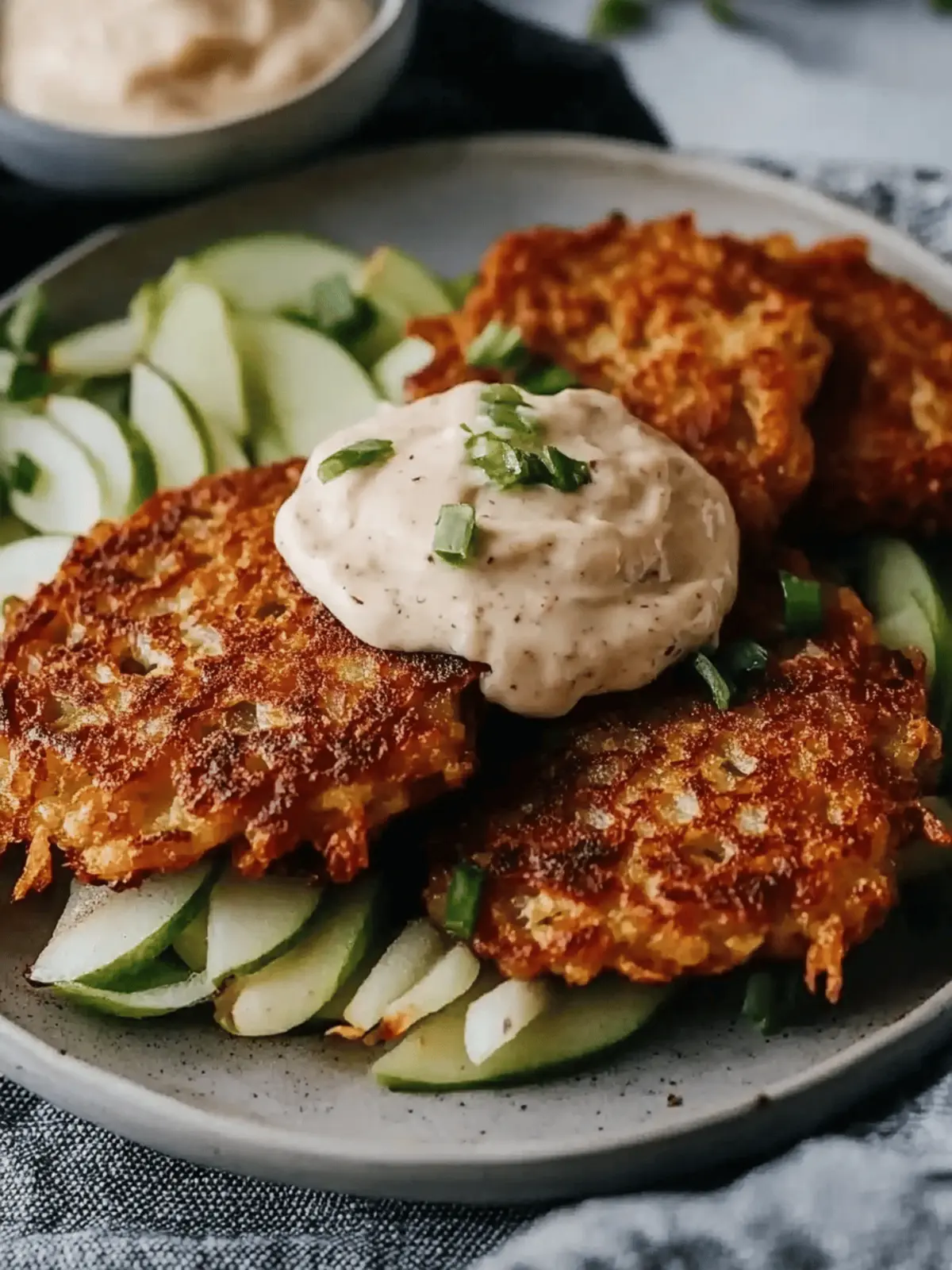 Delicious Burger-Style Latkes with Apple Butter & Garlic Cream 2 Burger-style latkes with apple butter and garlic soured cream