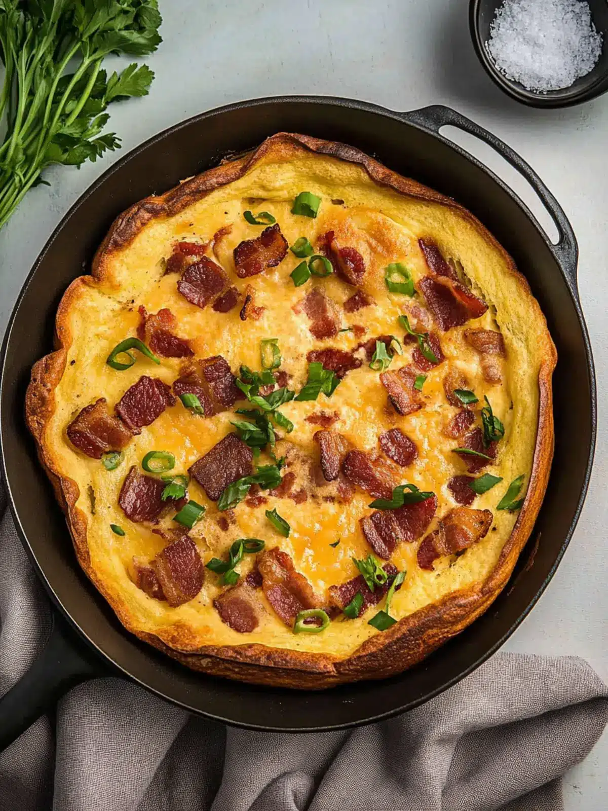 Bacon Dutch Baby with Cheddar Cheese