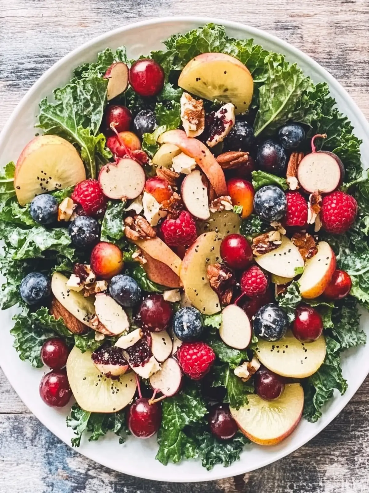 Kale and Fall Fruit Salad with Cider Poppy Seed Dressing Bliss 3 Kale and Fall Fruit Salad with Cider Poppy Seed Dressing