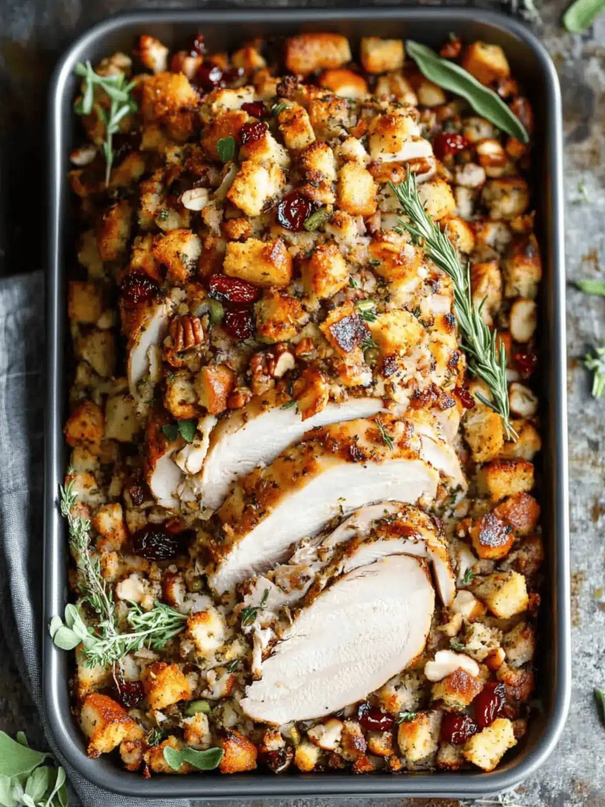 Sheet Pan Herb Roasted Turkey with Cranberry Pecan Stuffing 4 Sheet Pan Herb Roasted Turkey and Cranberry Pecan Stuffing