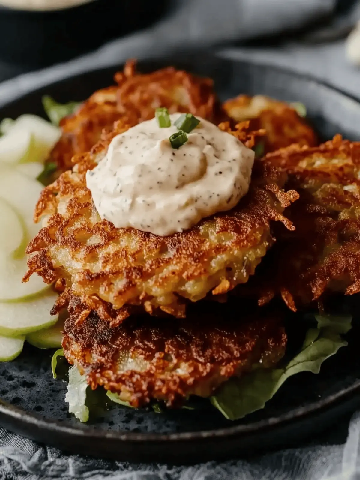 Delicious Burger-Style Latkes with Apple Butter & Garlic Cream 5 Burger-style latkes with apple butter and garlic soured cream