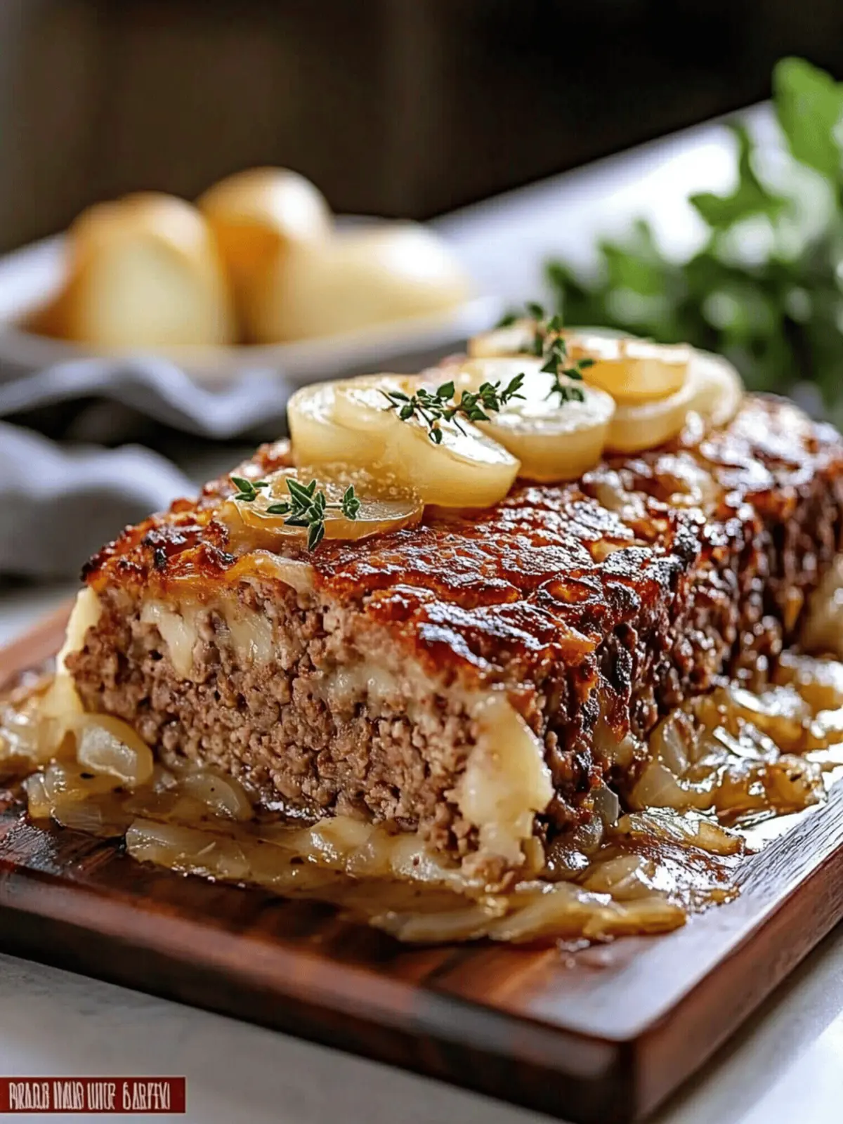 Savory French Onion Meatloaf with Gruyère Magic 3 French Onions Meatloaf
