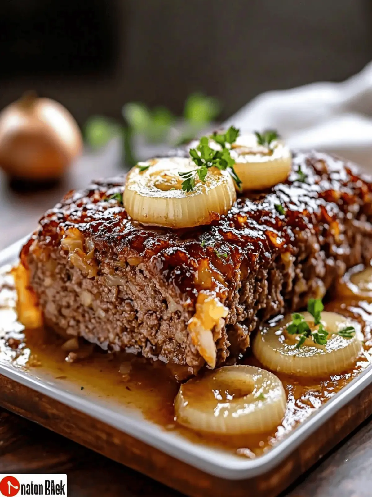 Savory French Onion Meatloaf with Gruyère Magic 5 French Onions Meatloaf