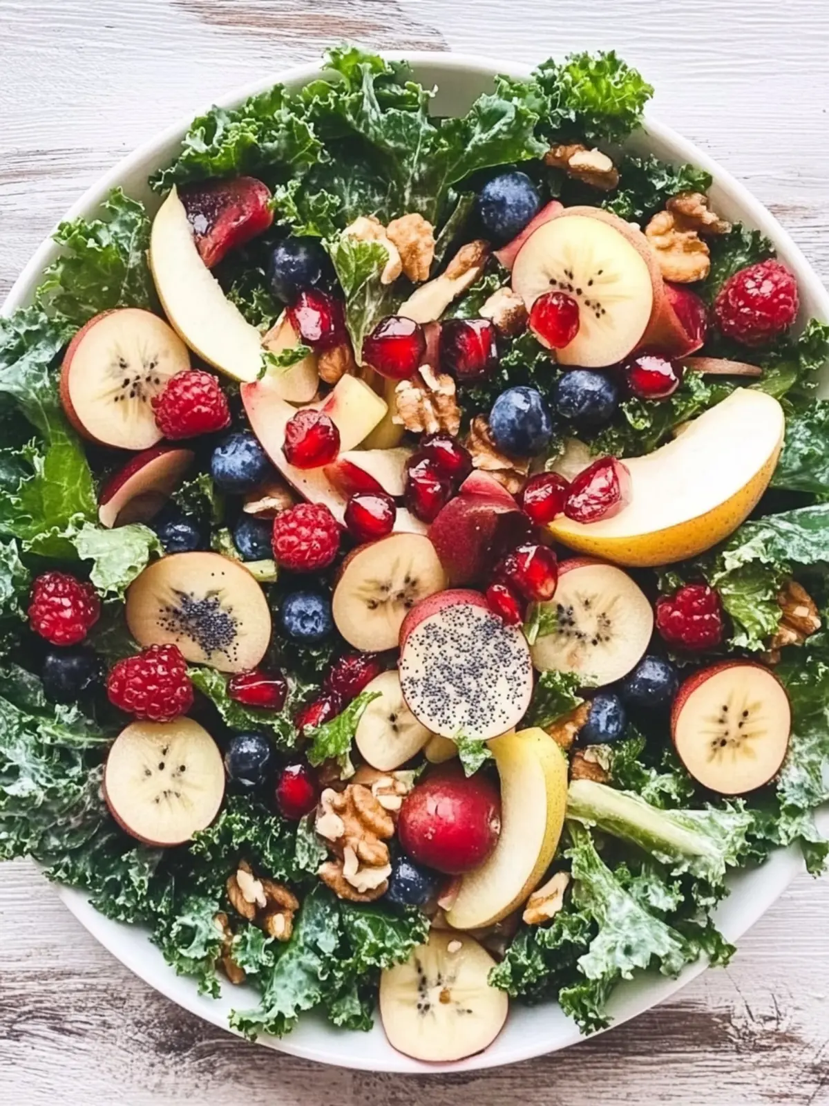 Kale and Fall Fruit Salad with Cider Poppy Seed Dressing Bliss 4 Kale and Fall Fruit Salad with Cider Poppy Seed Dressing