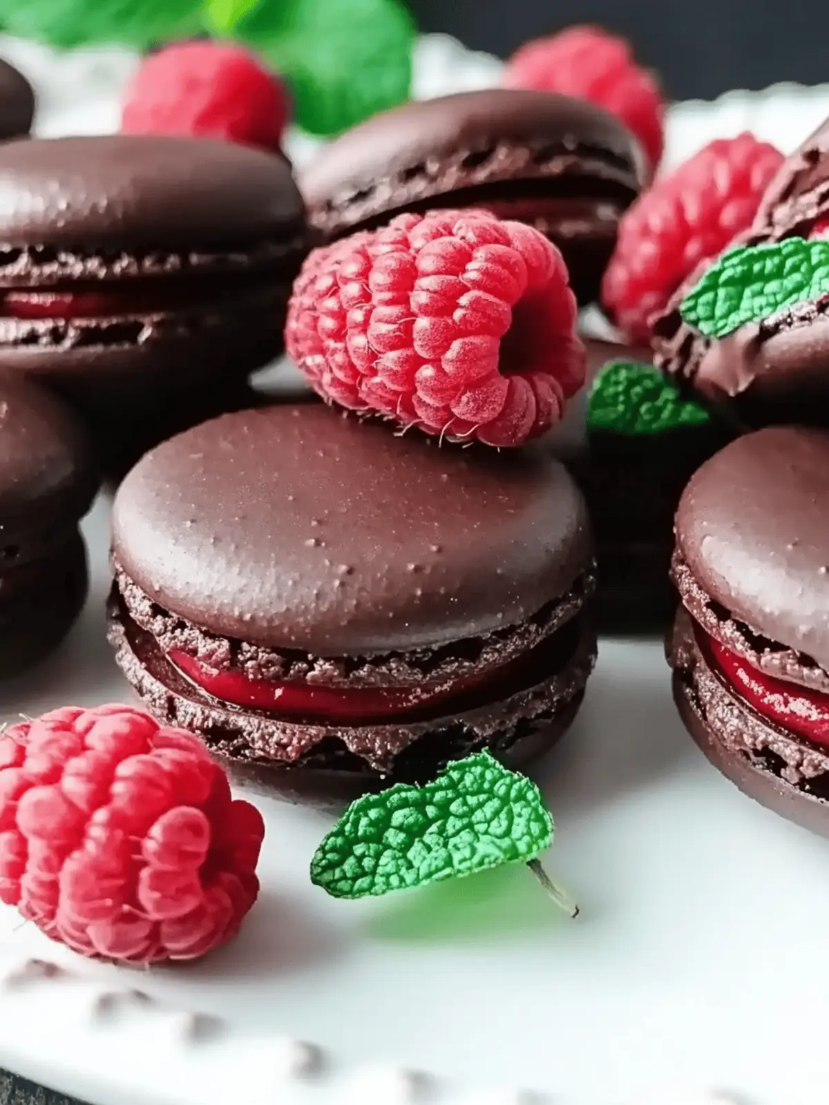 Dark Chocolate Raspberry Macarons: Elegant Treats to Savor 2 Dark Chocolate Raspberry Macarons