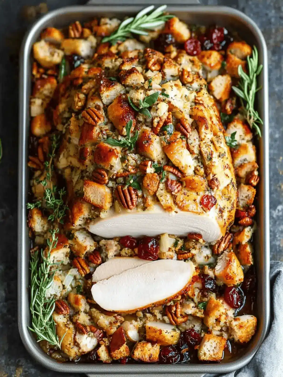 Sheet Pan Herb Roasted Turkey with Cranberry Pecan Stuffing 3 Sheet Pan Herb Roasted Turkey and Cranberry Pecan Stuffing