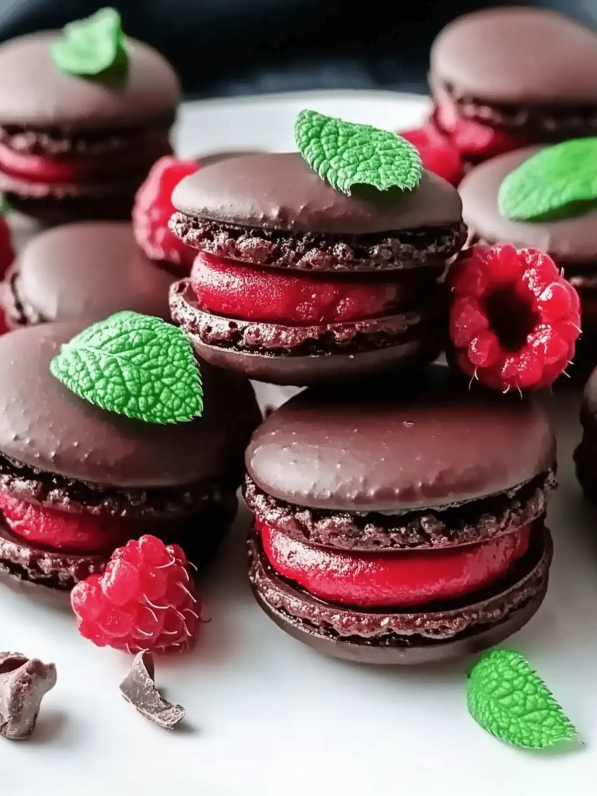 Dark Chocolate Raspberry Macarons: Elegant Treats to Savor 3 Dark Chocolate Raspberry Macarons