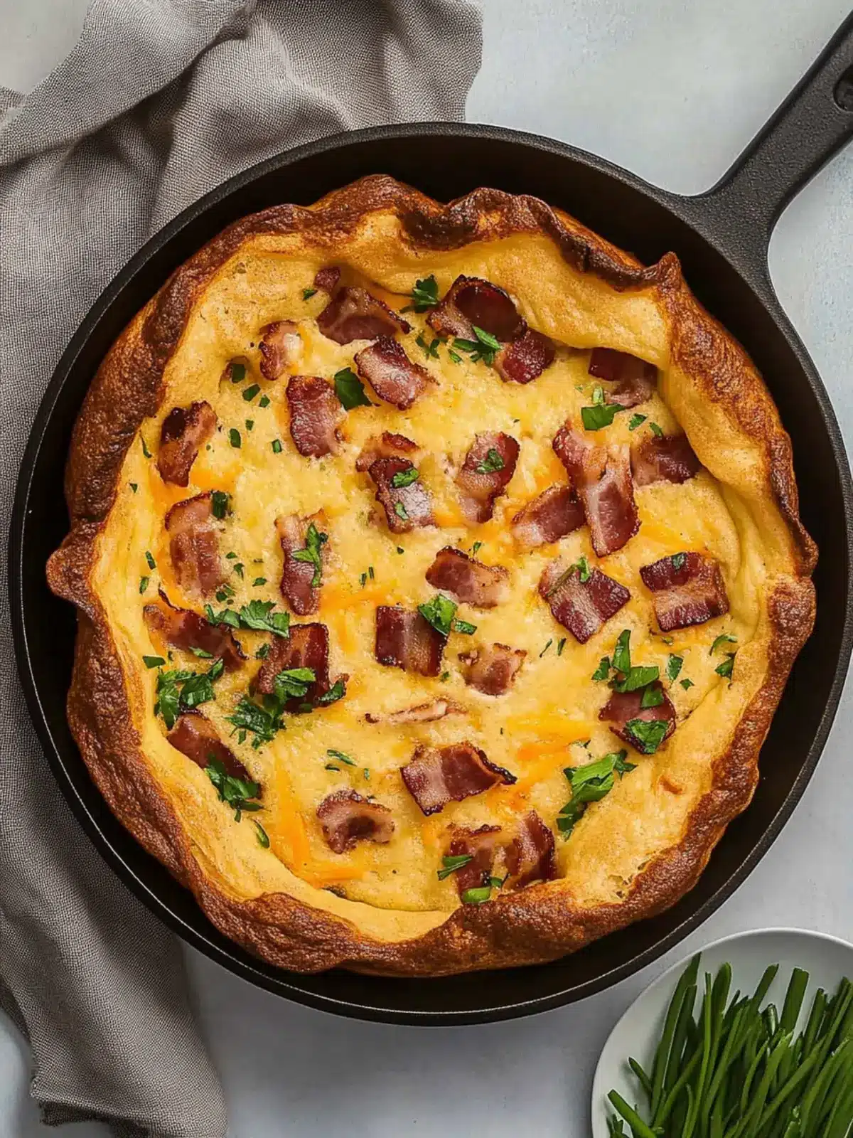 Bacon Dutch Baby with Cheddar Cheese