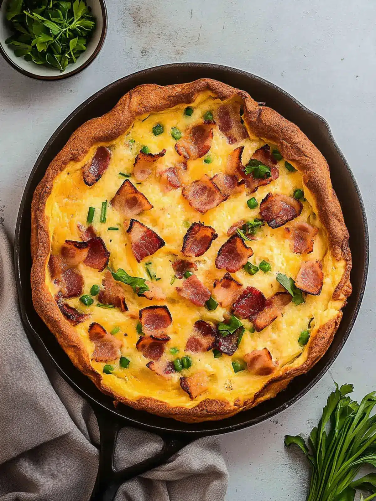 Bacon Dutch Baby with Cheddar Cheese
