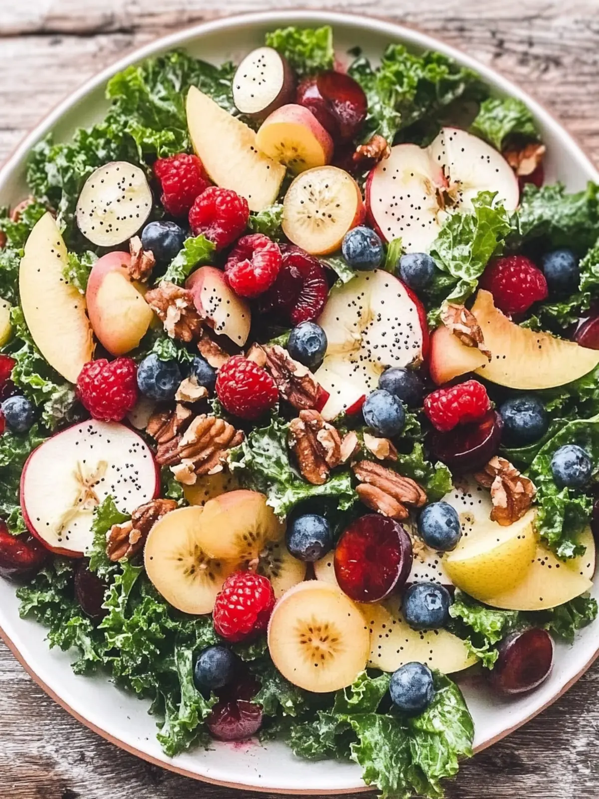 Kale and Fall Fruit Salad with Cider Poppy Seed Dressing Bliss 2 Kale and Fall Fruit Salad with Cider Poppy Seed Dressing