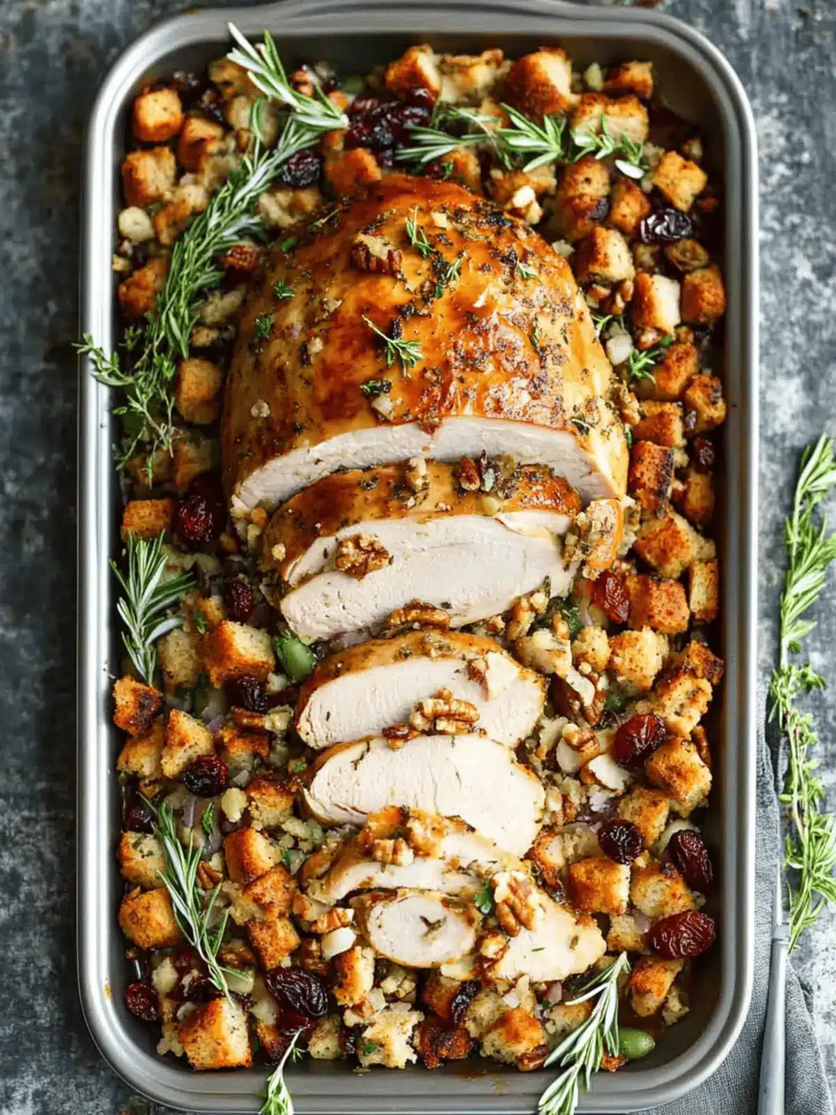 Sheet Pan Herb Roasted Turkey with Cranberry Pecan Stuffing 2 Sheet Pan Herb Roasted Turkey and Cranberry Pecan Stuffing