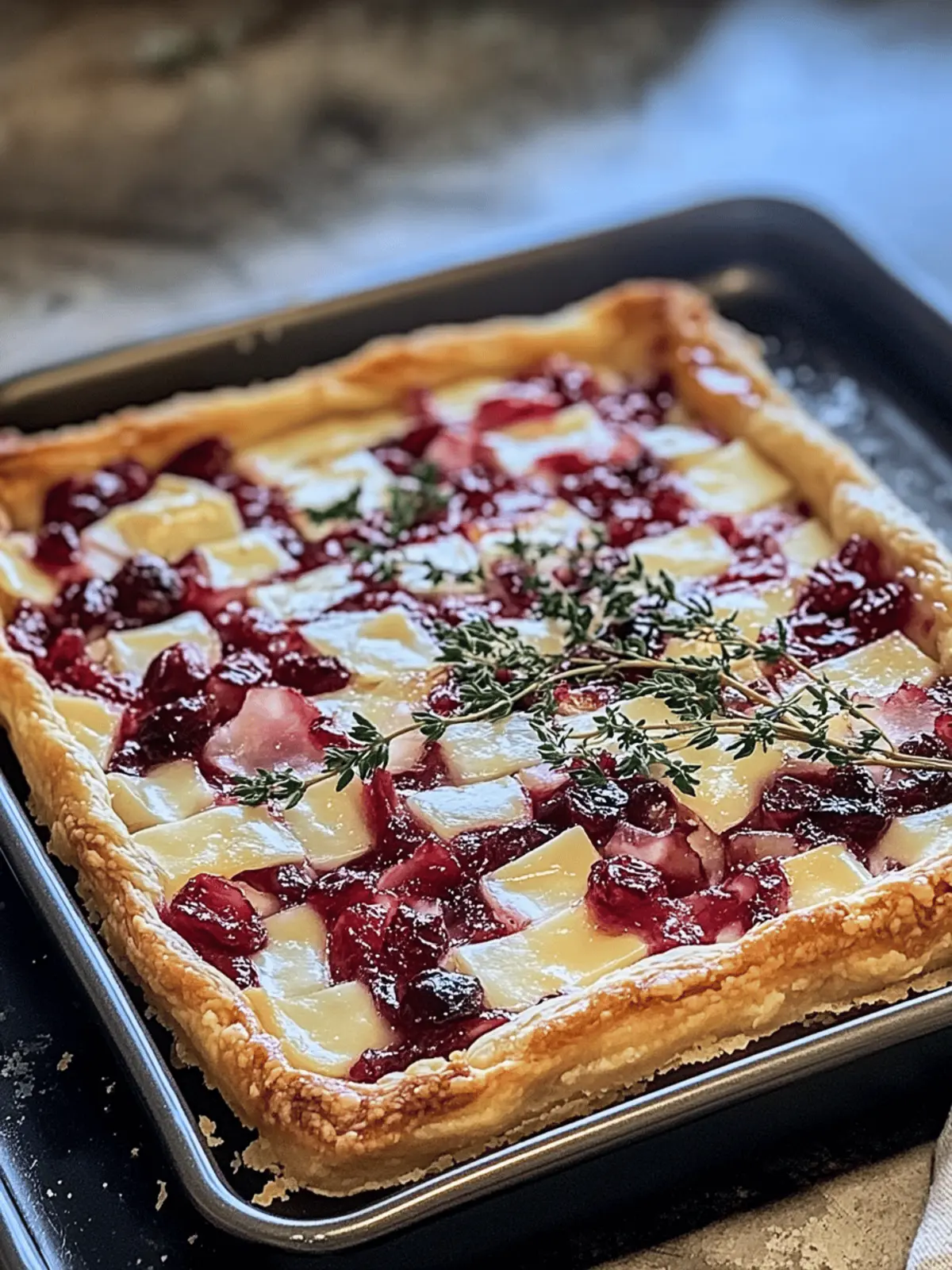 Cranberry Brie Tart with Pancetta & Thyme: Easy Festive Delight 4 Cranberry Brie Tart with Pancetta & Thyme