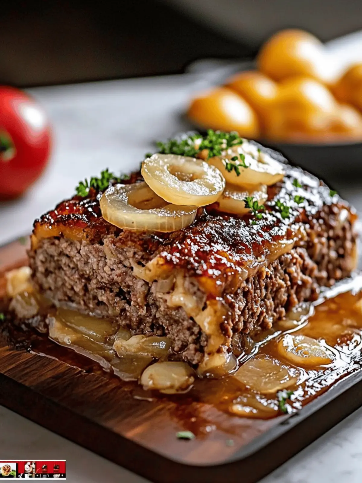 Savory French Onion Meatloaf with Gruyère Magic 4 French Onions Meatloaf