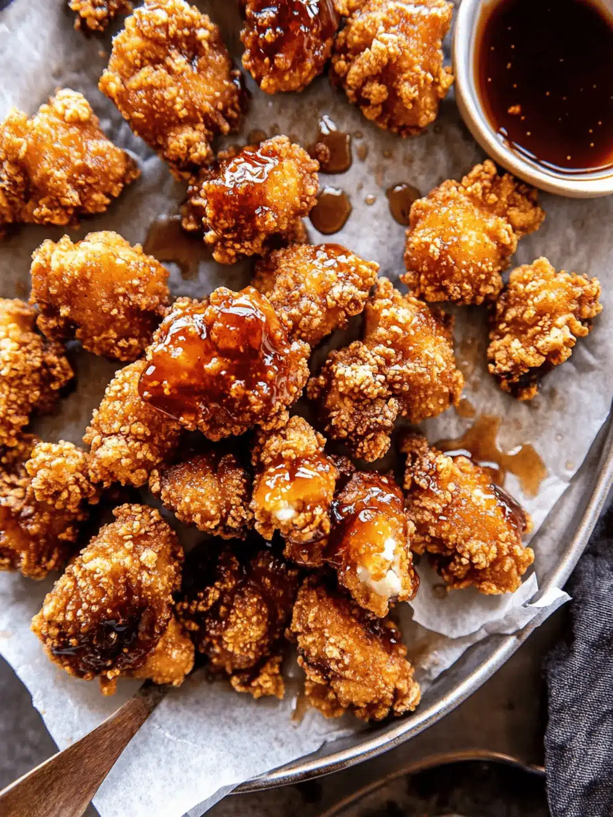 Oven Fried Southern Hot Honey Popcorn Chicken