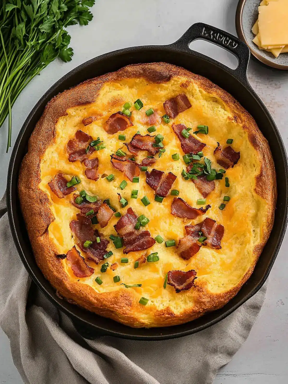 Bacon Dutch Baby with Cheddar Cheese