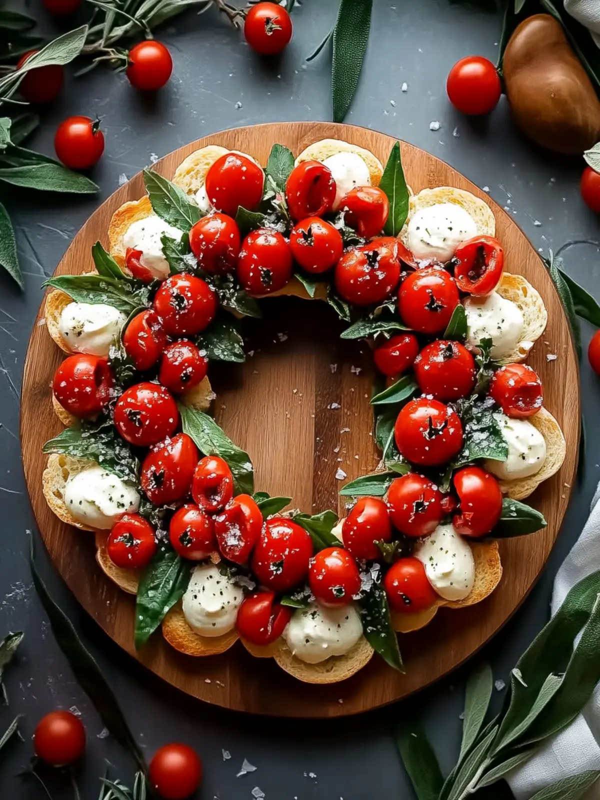 Festive Simple Christmas Bruschetta Wreath for Your Table 3 Simple Christmas Bruschetta Wreath