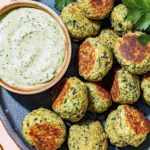 Crispy Baked Falafel Bites with Spicy Tahini Dip Delight 8 Baked Falafel Bites with Spicy Tahini Dip