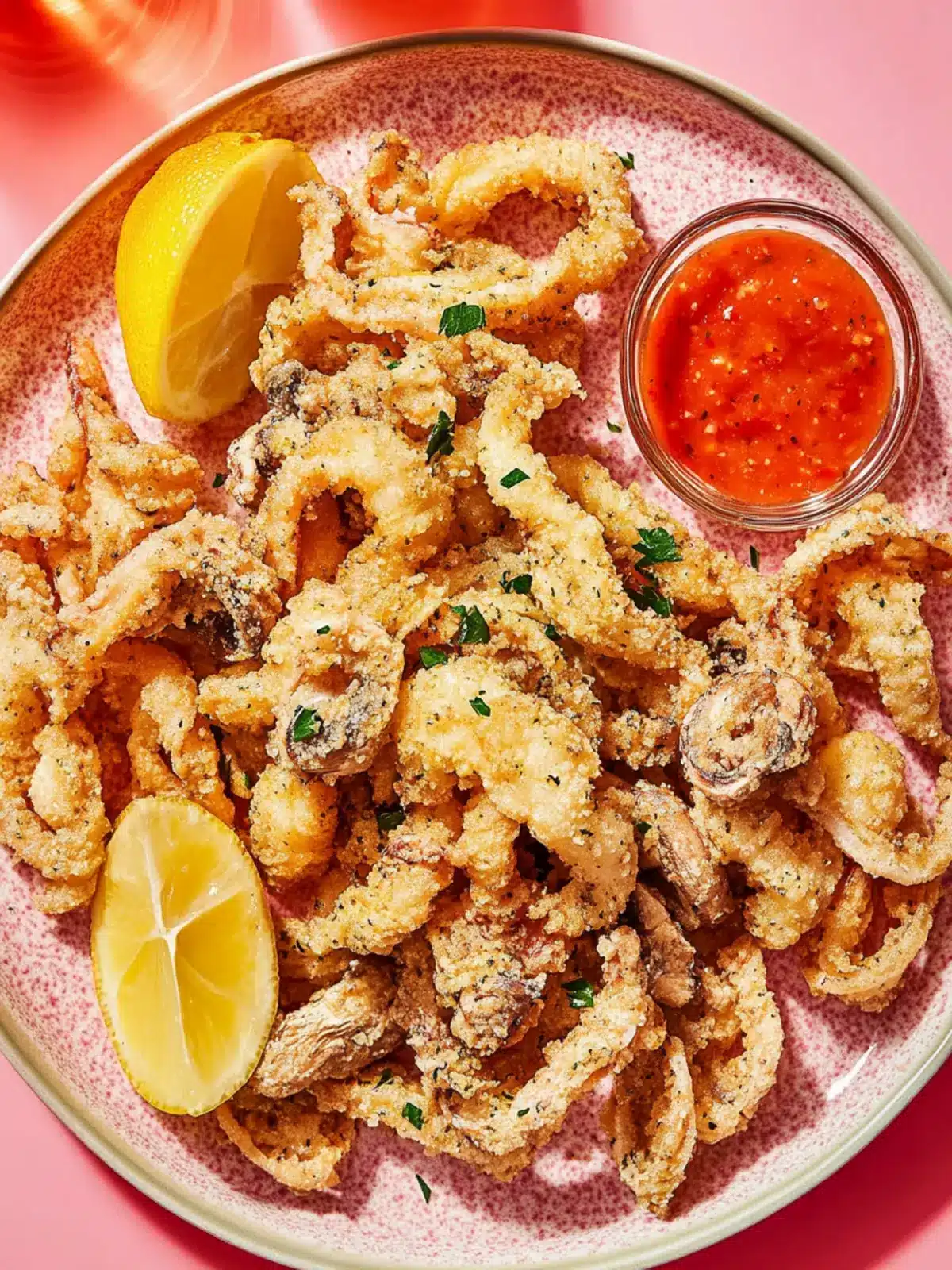 Mouthwatering Mushroom “Calamari” with Zesty Spicy Marinara 3 Mushroom “Calamari” with Spicy Marinara