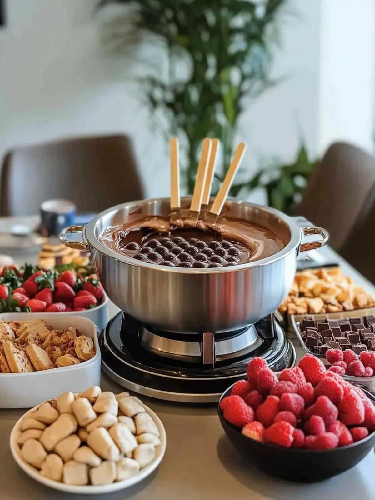 Savory Chocolate Fondue Station for a Crowd That Delights 5 Chocolate Fondue Station for a Crowd