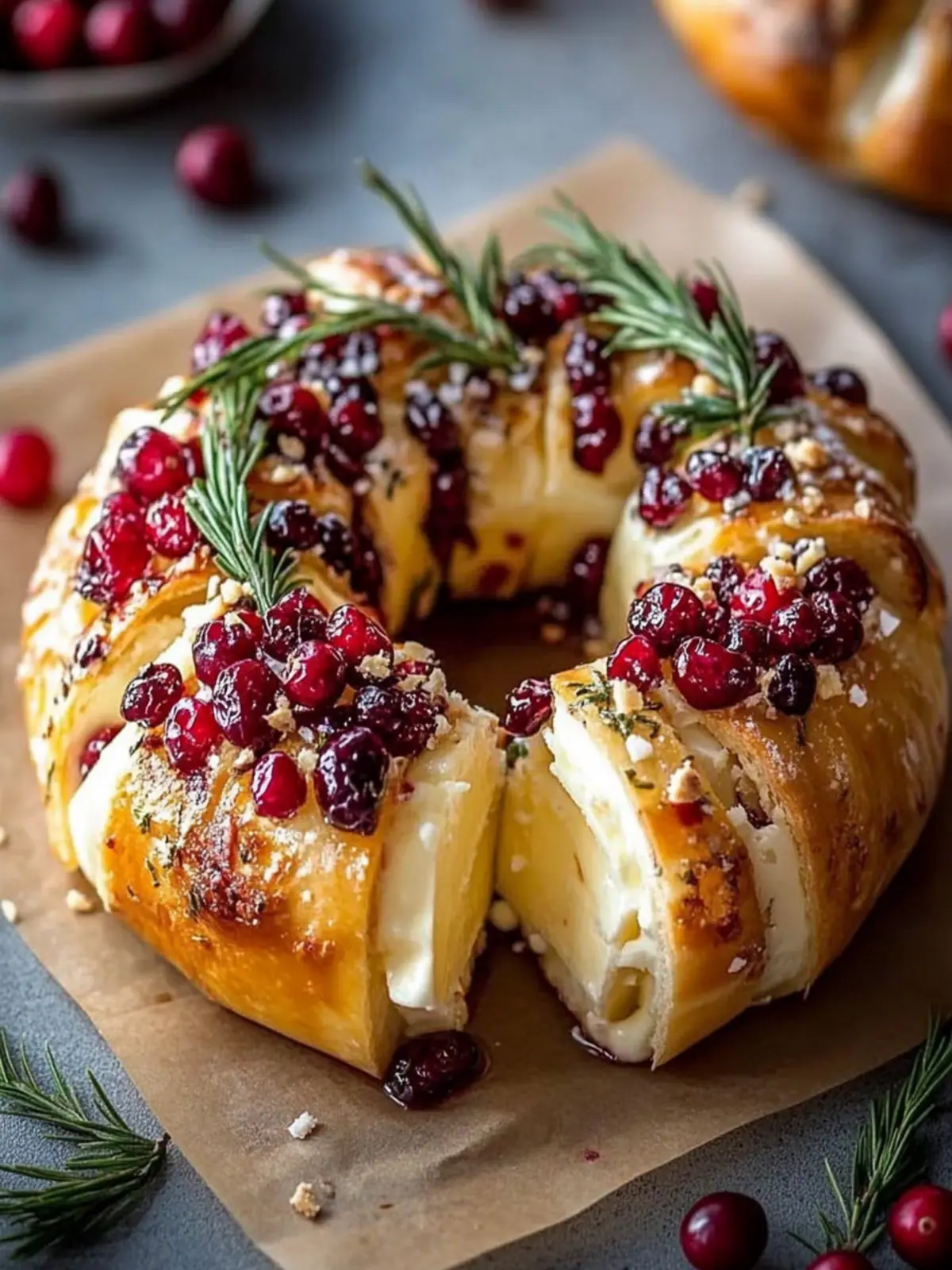 Brie Cheese and Cranberry Christmas Wreath: Festive & Easy Appetizer 5 Brie Cheese and Cranberry Christmas Wreath
