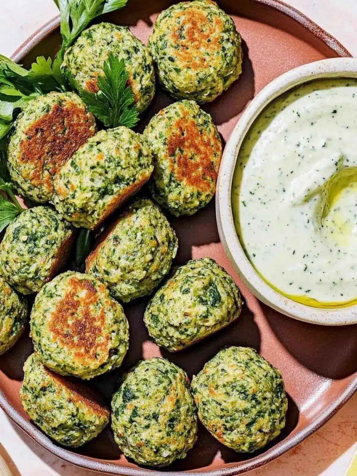 Crispy Baked Falafel Bites with Spicy Tahini Dip Delight 2 Baked Falafel Bites with Spicy Tahini Dip
