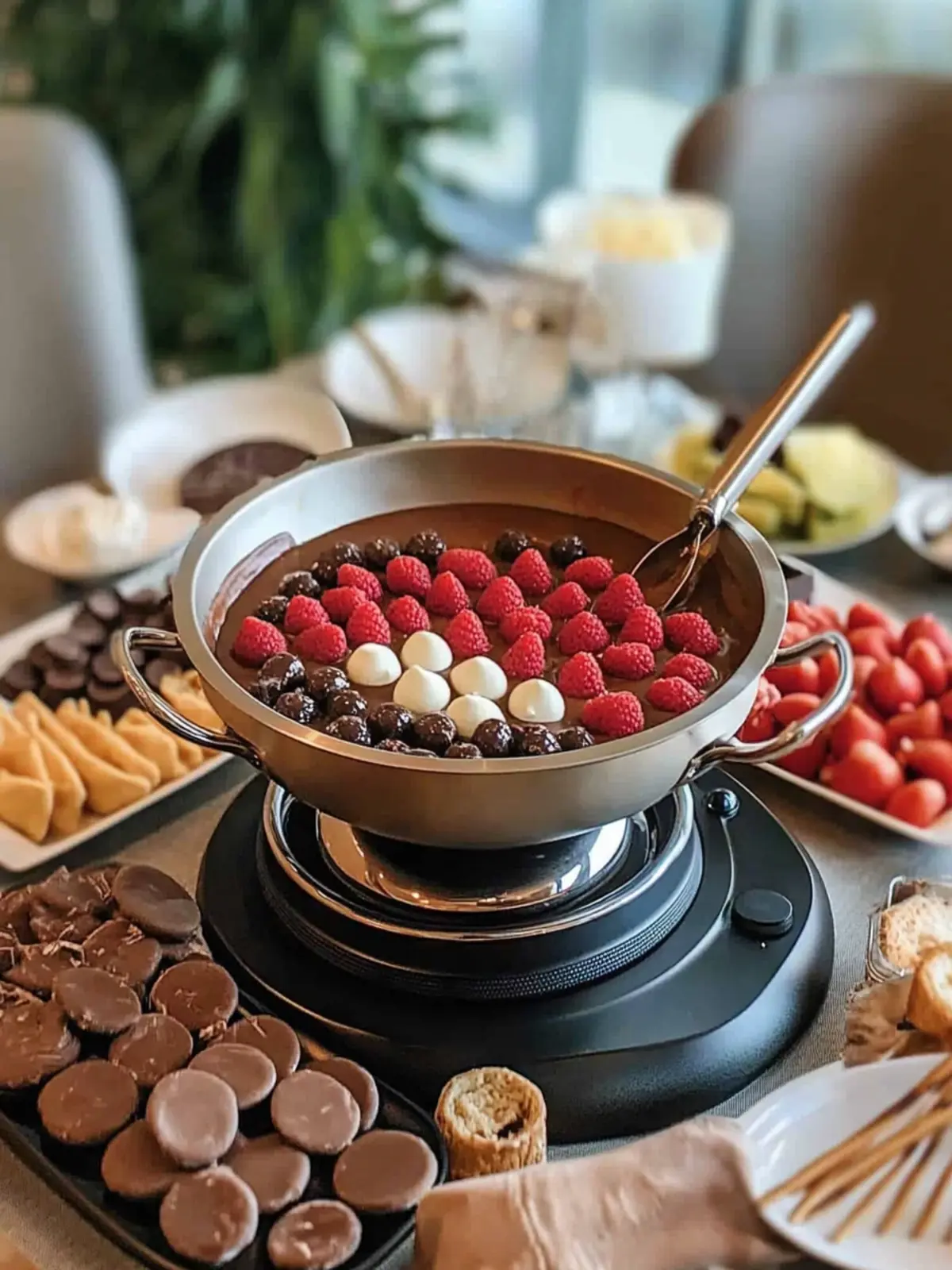 Savory Chocolate Fondue Station for a Crowd That Delights 3 Chocolate Fondue Station for a Crowd