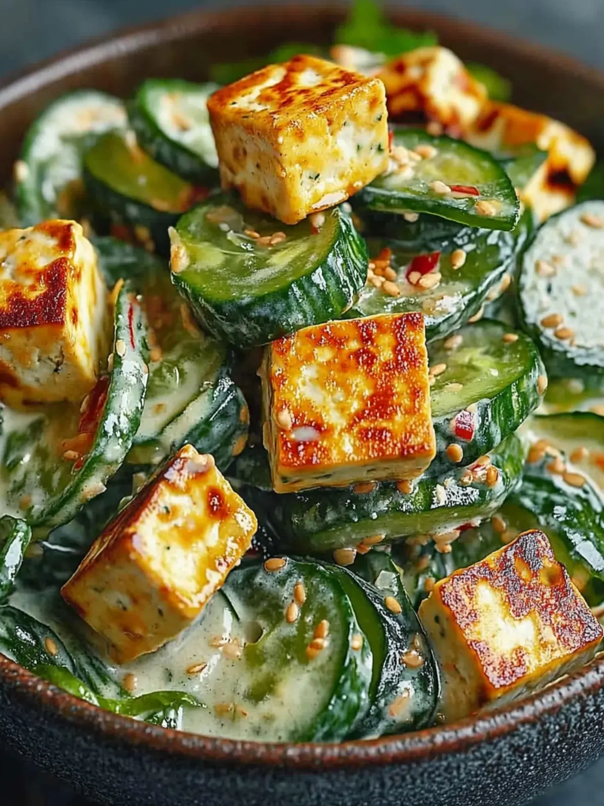 Creamy Asian Cucumber Salad with Crispy Tofu: Quick & Delicious 5 Creamy Asian Cucumber Salad with Crispy Tofu