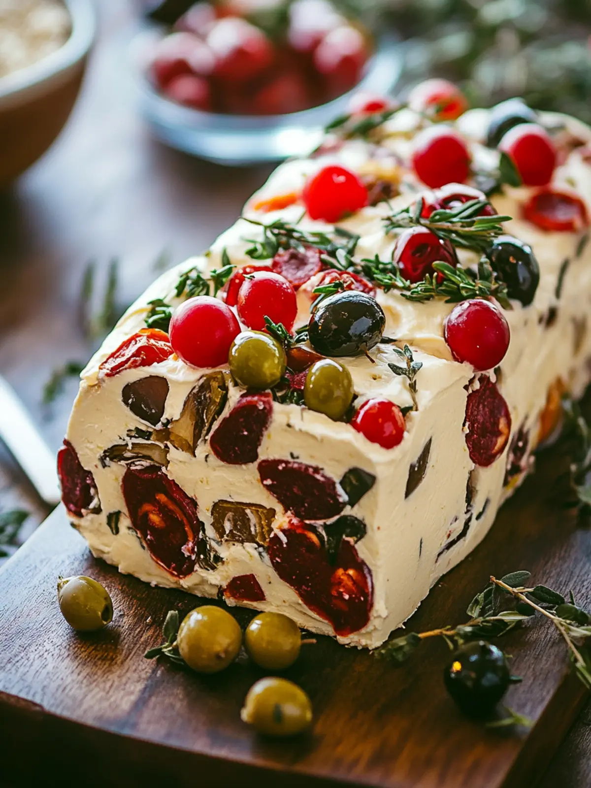 Delicious Holiday Antipasto Cream Cheese Log for Parties 5 Holiday Antipasto Cream Cheese Log