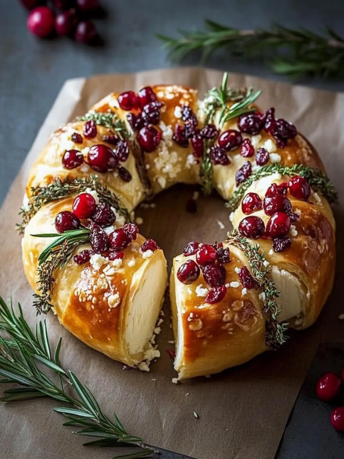 Brie Cheese and Cranberry Christmas Wreath: Festive & Easy Appetizer 3 Brie Cheese and Cranberry Christmas Wreath