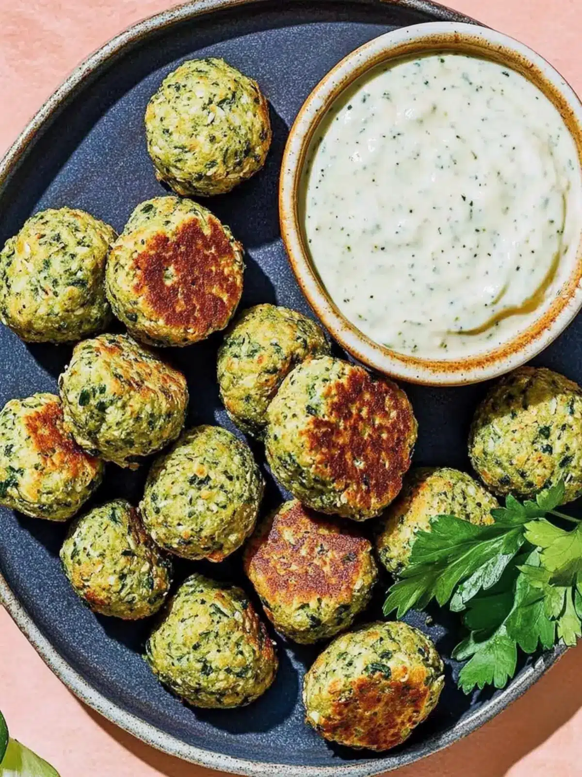 Crispy Baked Falafel Bites with Spicy Tahini Dip Delight 3 Baked Falafel Bites with Spicy Tahini Dip