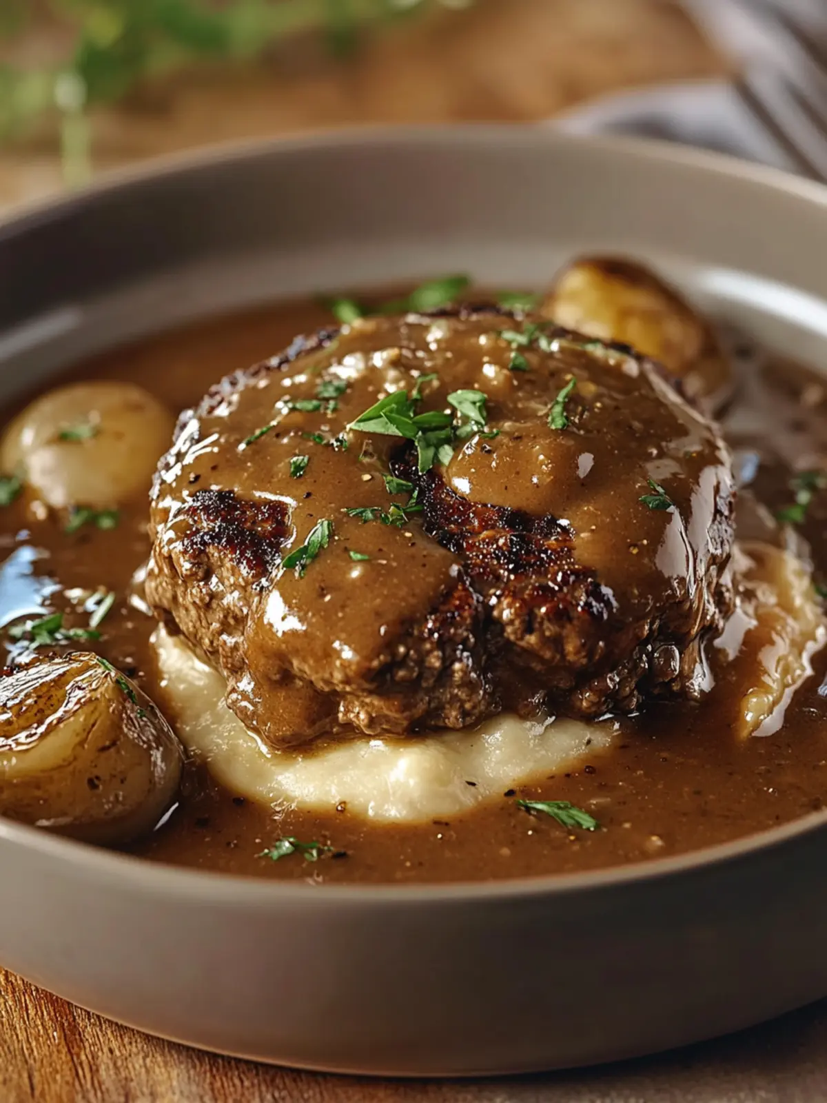 Savory Smothered Salisbury Steak with Mushroom Gravy Magic 3 Smothered Salisbury Steak
