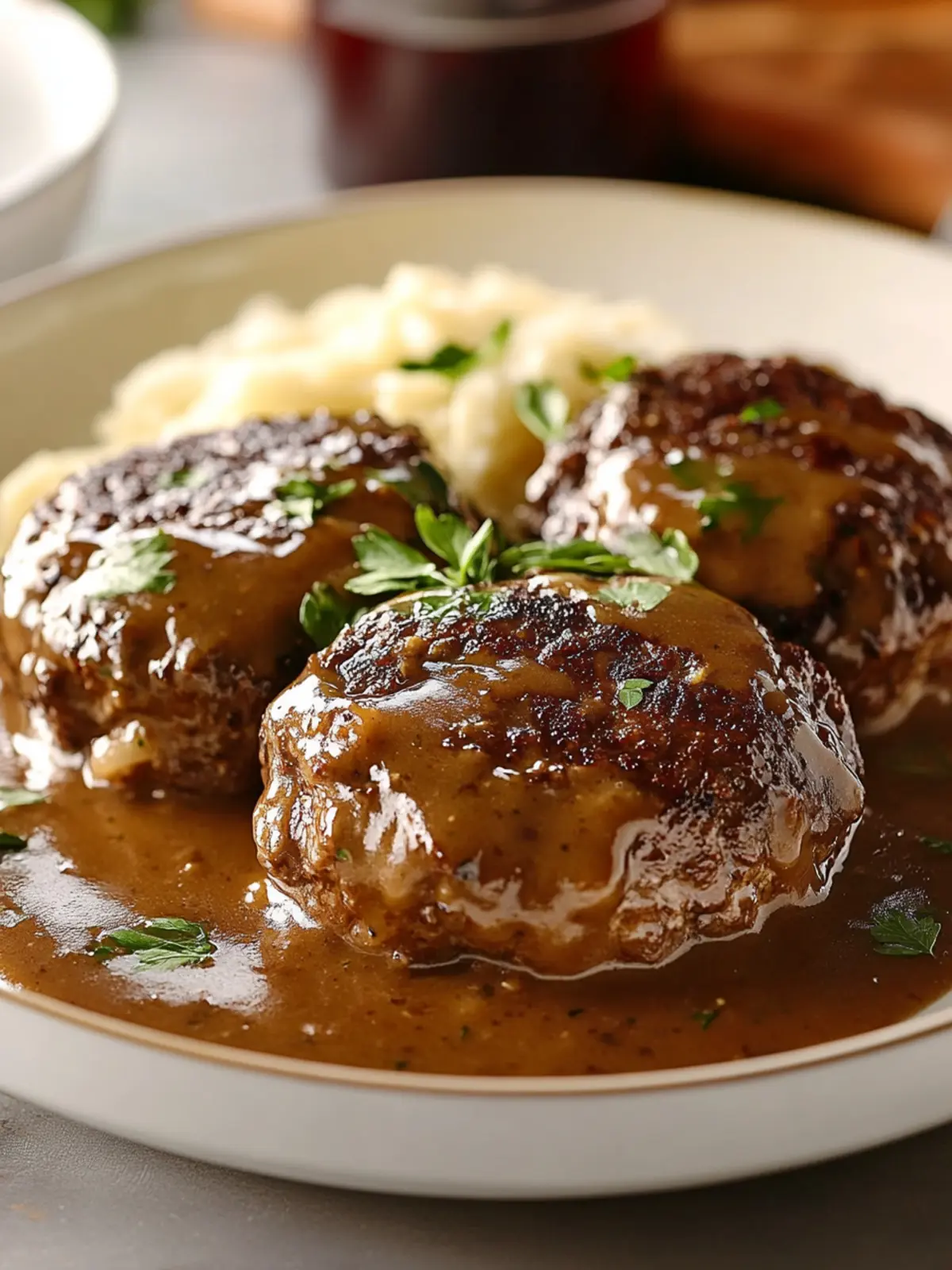 Savory Smothered Salisbury Steak with Mushroom Gravy Magic 2 Smothered Salisbury Steak