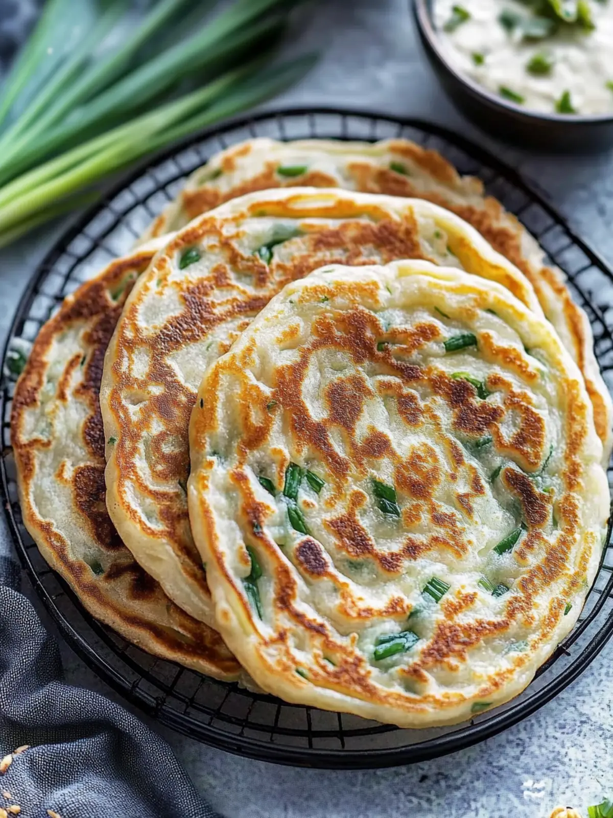 Delicious Scallion Pancakes That Will Change Your Snacking Game 3 Scallion pancakes (Cong You Bing, 葱油饼)