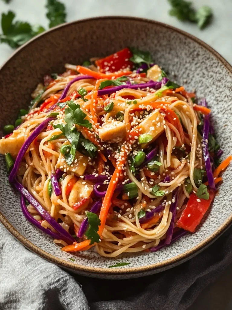 Miso Peanut Rainbow Noodle Salad