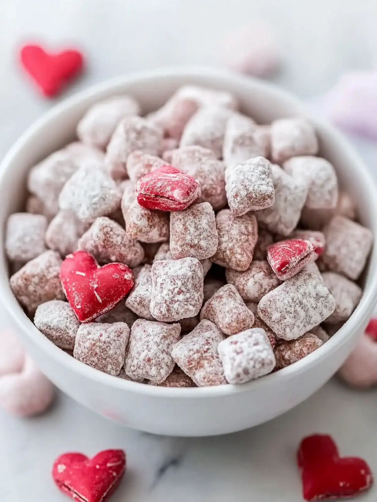 Valentine’s Day Muddy Buddies: Sweet & Salty Love in Every Bite 3 Valentine’s Day Muddy Buddies (Sweet & Salty Puppy Chow)