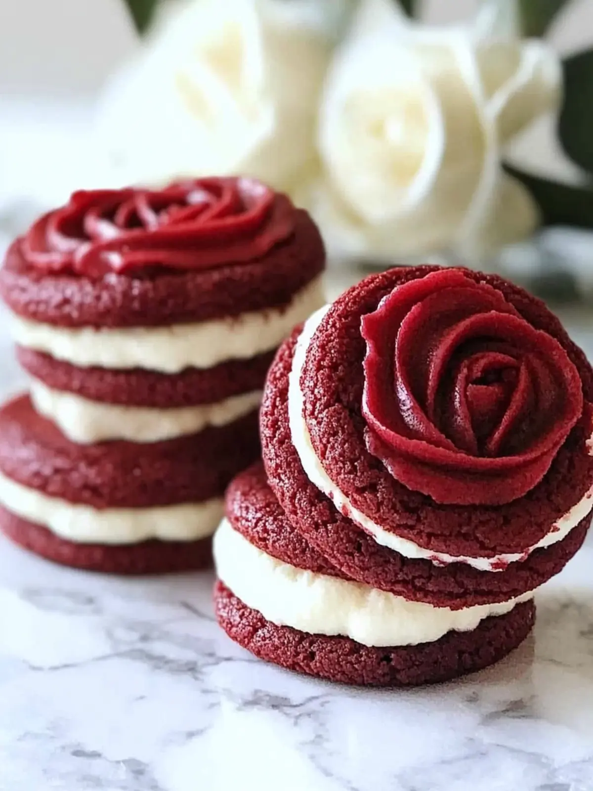 Irresistible Red Velvet Rose Sandwich Cookies for Sweet Moments 2 Red Velvet Rose Sandwich Cookies