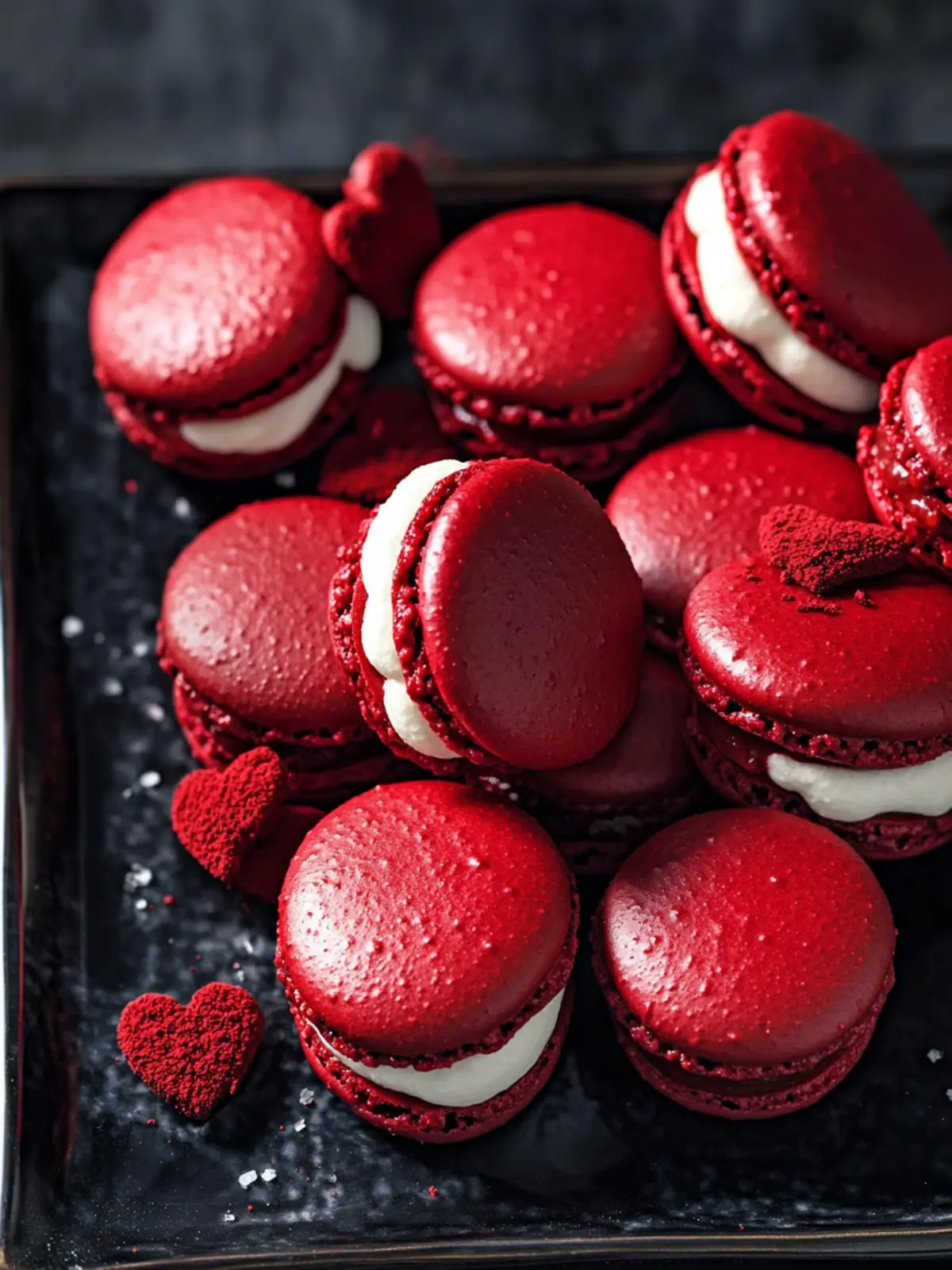 Decadent Red Velvet Macarons with Mascarpone Frosting Bliss 3 Red Velvet Macarons with Mascarpone Frosting