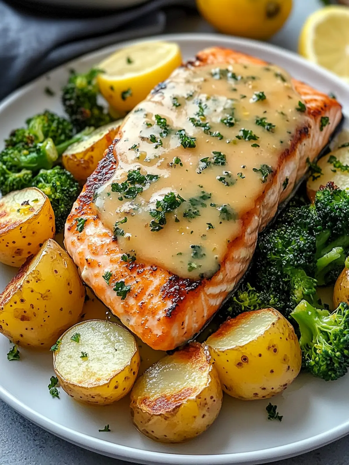 Lemon Butter Salmon with Crispy Potatoes & Broccoli Bliss 5 Lemon Butter Salmon with Crispy Potatoes and Broccoli