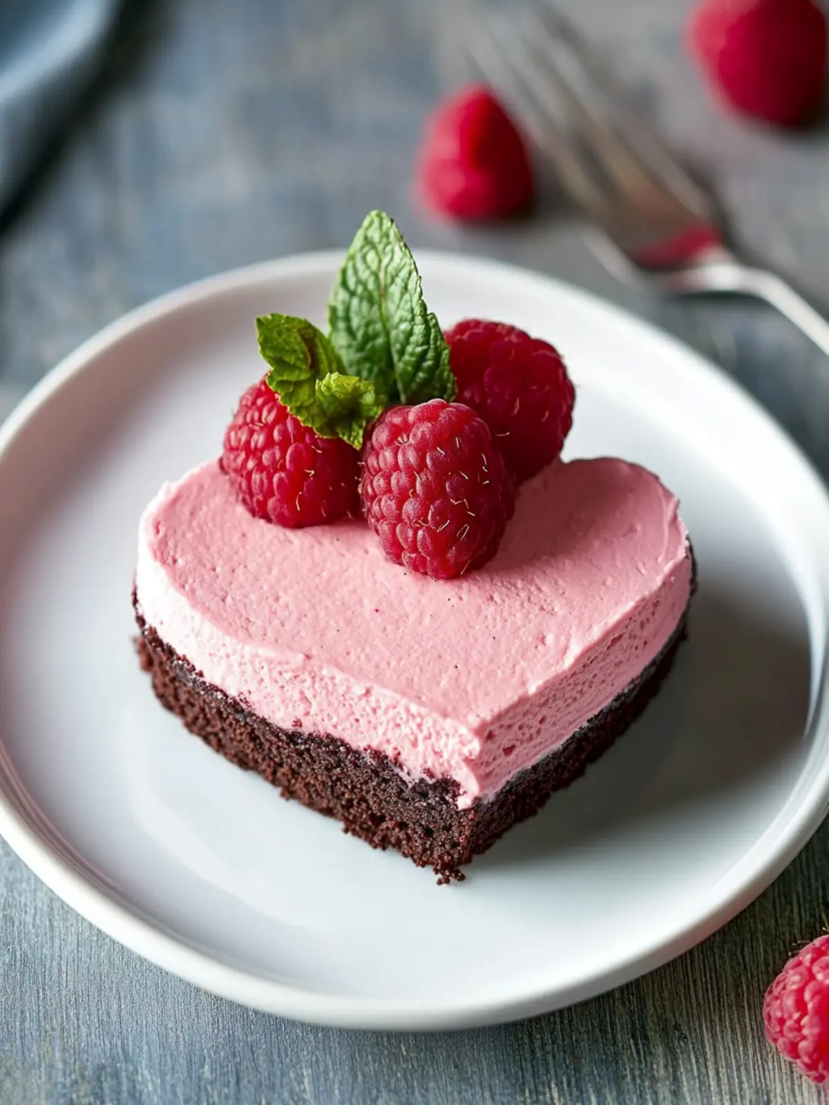 Gorgeous Heart Shaped Raspberry Mousse Over Decadent Brownies 2 Heart Shaped Raspberry Mousse with a Brownie Base